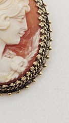 Beautiful Vintage Shell Cameo BROOCH 14K , 9.6 GRAMS, Measurement 1.5″ x 1″