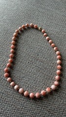 VTG Beaded Angel Skin Coral Necklace & 14K Spacers Gold Beads 8.5mm 17in Long