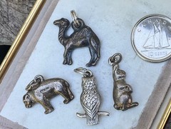 Vintage Sterling Charms ANIMALS Bear Owl Bunny Rabbit Camel LOT