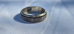 Vintage Men’s 925 Sterling Silver Greek Key Fidget Spinner Band Ring US Size 14