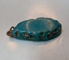 Vintage Teal Blue Turquoise Color Pendant 1.5 Inch