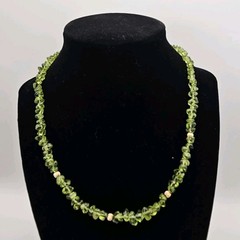 Lime Green Citrine Choker with 14K Gold Clasp – Natural Stone Chips – 8.5″