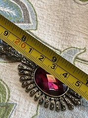 VTG 1928 Jewelry Pendant Necklace Pink Faceted Glass Cabochon Brass Tone