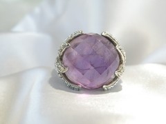 Vintage Sterling Silver 925 Natural Amethyst Claw Unique Ring Size 7.5