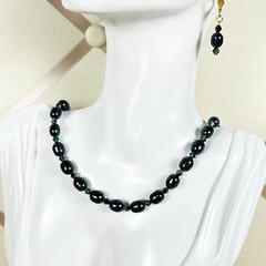 Dyed Peacock Blue Green Freshwater Pearl Necklace Iridescent Cultured Vintage C5