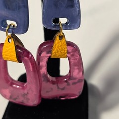 Colorful Acrylic Statement Drop Earrings Multicolored Geometric Shapes