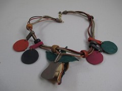 Vintage Artisan Necklace Siesta Polymer Clay Convertible pin pendant OOAK