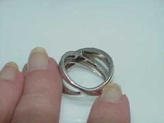 Vtg Sterling 18k Gold clad 1.00ct Diamond Criss Cross Ring Baguettes Sz8-7.9Gr