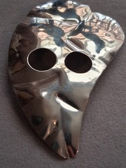 Abstract mask design large brooch silvertone, asymmetrical, VTG,…