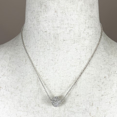Vintage Monet Signed Pavé Crystal Fireball Silver-Tone 16″-18″ Pendant Necklace