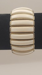 Vintage White Lucite Accordian Metal Stretch Bracelet READ