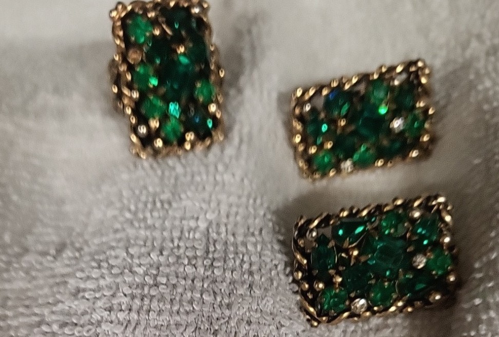 1950s Beautiful Dark Green Signed Barclay Demi-Parure