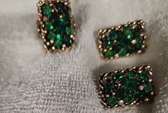 1950s Beautiful Dark Green Signed Barclay Demi-Parure