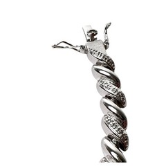 PAJ BB China Bracelet Silver Tone Illusion Diamonds Textured Metal Shiny Smooth