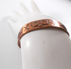 Small Bell Trading Post Copper Cuff Bracelet Southwest NA Design Free Shipping