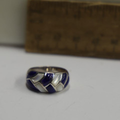 Vintage Sterling Inlaid Stone Ring 6.38 Grams Size 6 1/2