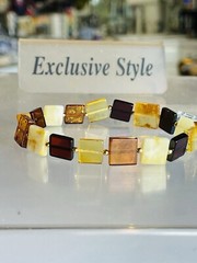 14K Gold Sterling Elastic Stretchy Beads Amber Bracelet Genuine Assorted Colors