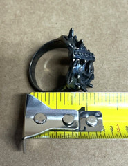 Vintage G & S Gordon Smith 1985 Skull Mask Black Signed Biker Ring Sz 11.75