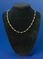Vintage Signed Monet Gold Tone Gold Bead Chain Choker Necklace 15.5 In