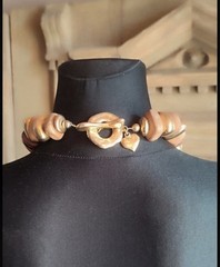 Vintage Edouard Rambaud Gold Coloured And Resin Choker Necklace