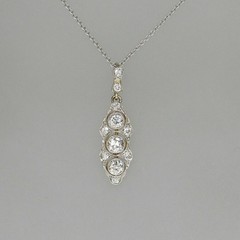 Lab Created Diamond Art Deco Style Round Cut Engagement 925 Silver Gift Pendant