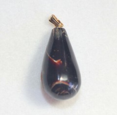 Genuine Vintage 14K Carved 45MM Elongated Teardrop Black Coral Pendent