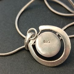 Sterling Silver Minimalist Necklace Modernist Solid Purple Stone Men Women VTG