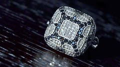 925 silver 7.40gr ring 0.65ct natural white & lab-grown black diamond sz 8.25