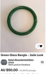 Vintage 2 X 62mm Tubular Jade Look Green Glass Bangle 82 Grams