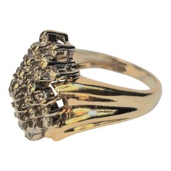 10K Gold VINTAGE Waterfall .93TCW Diamond Cluster Size 6.5 Ring 5.5 Grams