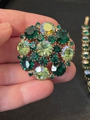 Weiss Emerald Green & Aurora Borealis Set (Brooch, Bracelet, & Earrings)