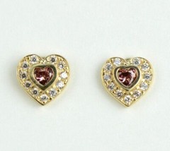 14k Solid White Gold Halo Heart Stud Earrings