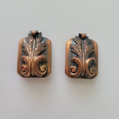 Vintage Signed Whiting & Davis Copper Clip On Earrings Art Beauty