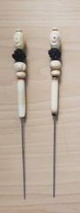 Antique Vintage 2 Hat Stick Pins / 3 +1/8″ Shaft – POSSIBLY ASIAN