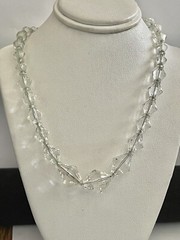 Vintage Graduated Clear Faceted Cut Czech Crystal Bead Strand Necklace 16” Chain