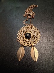 Necklace Ornate with rhinestone Charm & 12″ chain #120