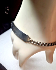 Vintage 8″ Curb Chain Sterling Silver ID Bracelet Unisex Scissor Clasp NO MONO