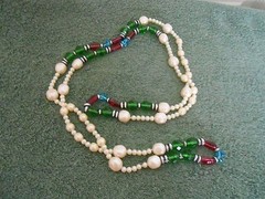 VINTAGE FAUX PEARLS AND COLORED BEADS–56″ IN LENGTH