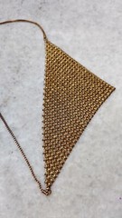 Vintage pendant with chain, golden tone metal