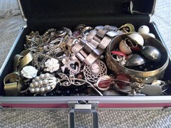 Pink Jewelry Case Full of Vintage and Modern Costume Jewelry