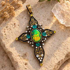 Ornate Plastic Pearl Rhinestone Metal Pendant Necklace for Women Elegant jewelry