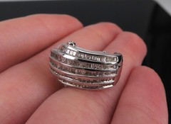 Vintage 2.0ct Baguette Cut Diamond Platinum & 18K White Gold Clip Earrings