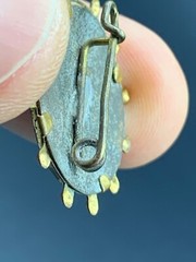 Antique German Gold Tone Metal Tin Mourning Photo Pin Brooch Marked SD c.1920’s