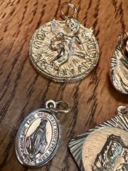 Vintage to Modern Lot of 6 Gold Tone Christianity Angel Mary Pendants Charms