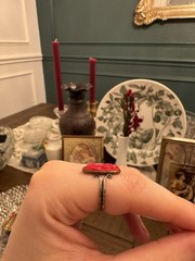 Vintage Sterling Silver Red Cameo Ring – Art Deco / Gothic Style (Size 6)
