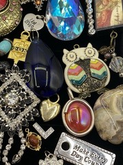 Vintage-Now Jewelry Lot Of 120 Pendants & Charms For Necklaces Enamel Rhinestone