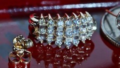 10k yellow gold earrings 1.00ct natural diamond 0.72″ pyramid dangle 4.50g N3658