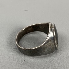 Vintage Sterling Silver Mens Statement Ring W/ Black Onyx Oval Stone Size 11.25