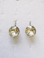 Vintage Sterling Silver 925 Screw Back Earrings Faceted Crystal Rhinestone