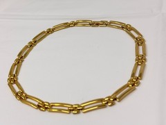 Vintage Gold Tone 10mm wide Flat Rectangle Link 16″ Choker Necklace